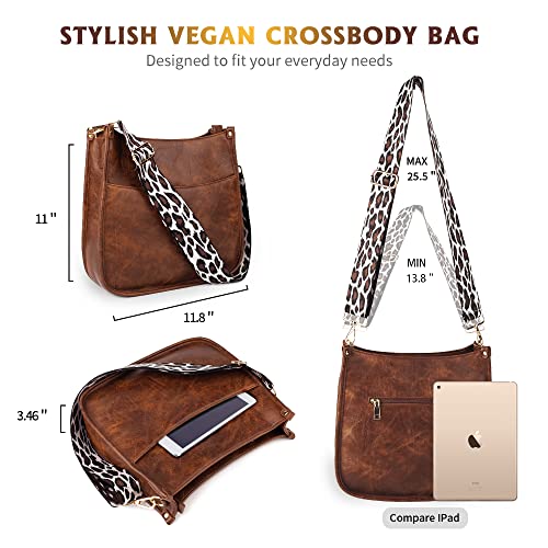 Viva Terry Vegan Leather Crossbody Fashion Shoulder Bag Purse with Adjustable Strap (Coffee)