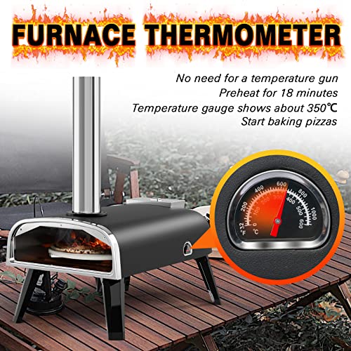Outdoor Pizza Oven aidpiza 12" Wood Pellet Pizza Ovens With Rotatable Round Pizza Stone Portable Wood Fired with Built-in Thermometer Pizza Stove for Outside Backyard Camping Picnics