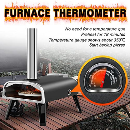 Outdoor Pizza Oven aidpiza 12" Wood Pellet Pizza Ovens With Rotatable Round Pizza Stone Portable Wood Fired with Built-in Thermometer Pizza Stove for Outside Backyard Camping Picnics