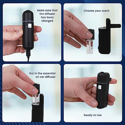 MYZI Car Diffuser Vent Clip - Car Diffusers for Essential Oils, Mini Diffuser for Car, Portable Car Oil Diffusers, Wireless Car Essential Oil Diffuser for Car, Travel Diffuser & 6 Refill Scents
