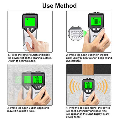 Stud Finder Wall Scanner - 5 in 1 Stud Finder Tool with Intelligent Microprocessor Chip and HD LCD Display, Stud Detector Beam Finders for the Center and Edge of Wood AC Wire Metal Studs Joist Pipe