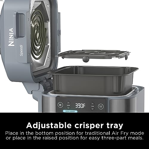 Ninja SF301 Speedi Rapid Cooker & Air Fryer, 6-Quart Capacity, 12-in-1 Functions to Steam, Bake, Roast, Sear, Sauté, Slow Cook, Sous Vide & More, 15-Minute Speedi Meals All In One Pot, Sea Salt Gray
