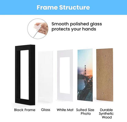 Framenow 8x10 Picture Frame Set of 12, Display 5x7 with Mat or 8x10 Without Mat, Horizontal or Vertical Display,To Wall and Tabletop Mounting Photo Frames,Black.