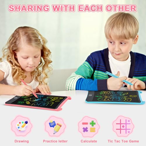 LCD Writing Tablet, 2 Pack Toddler Kids Toys Doodle Board, Colorful Drawing Pad Drawing Board, 8.5 Inch Doodle Pad Drawing Tablet, Educational Toys Christmas Birthday Gifts for Girls Boys Age 3-8