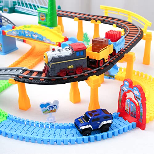 Train Set Toy, Tracks Car Toy, Train Track Playset, Toy for 3 4 5 Years Old Toddlers, Kids, Boys and Girls