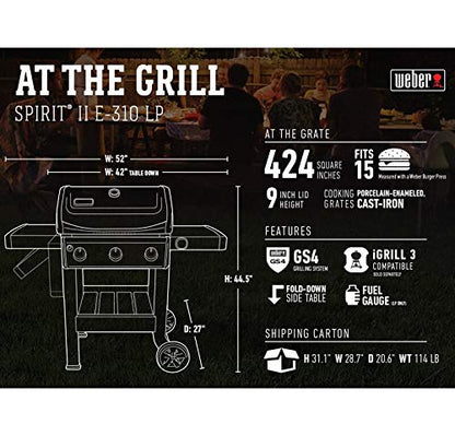 Weber Spirit II E-310 3-Burner Liquid Propane Grill, Black