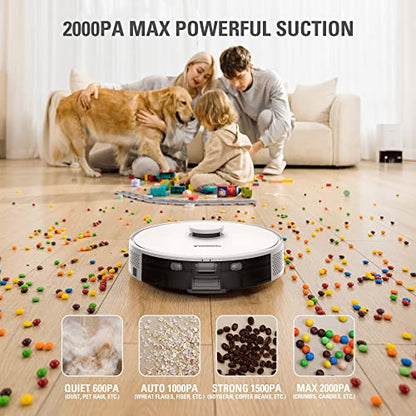 Greenworks Robot Vacuum GRV-3011, Intelligent LDS Laser Navigation, Automatic Path Planning，2000Pa Powerful Suction，Auto Dust Collection, for Pet Hair, Hard Floor, Carpet