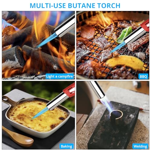 Sondiko Butane Torch lighter, Kitchen Torch Head with Adjustable Flame, Culinary Blow Torch for Desserts, Creme Brulee, and Baking(Butane Gas Is Not Included)