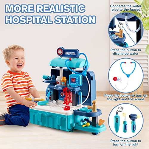 GEIYATOI Kids Toy Doctor Kit, Toddler Medical Set with Stethoscope and Medical Tools Toys for 3 4 5 6 Years Old Boys Girls, Doctor Pretend Play Toy Gifts for Christmas Birthday Party New Year