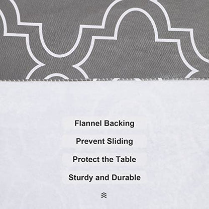 Vonabem 100% Waterproof Rectangle PVC Tablecloth, Vinyl Table Cloth Cover with Flannel Backing Oil Spill Proof Wipeable Table Cloths for Indoor Outdoor (Grey,60X84IN)