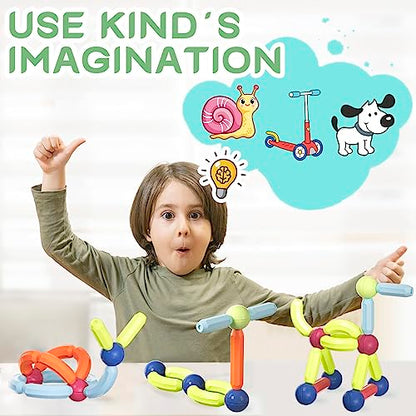 Boys Girls Toys Age 4-5,Little Boy Girl Toys Magnetic Blocks Sticks Tiles Construction Building, Learning Education Stem Preschool Toddler Kids Toys for 3+ Year Old, Montessori Toys for Toddlers Gifts