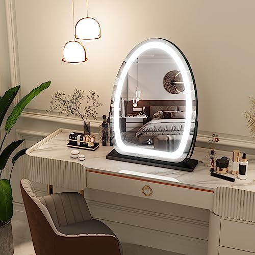 FENNIO Vanity Mirror with Lights, 17"x13" LED Lighted Makeup Mirror, Large Makeup Mirror with Lights, Touch Sensor with 3-Color Lighting, Dimmable for Vanity Desk Tabletop, Bedroom