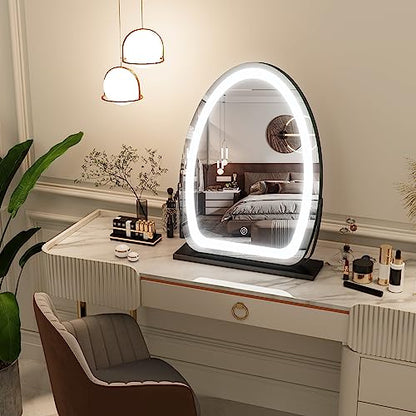 FENNIO Vanity Mirror with Lights, 17"x13" LED Lighted Makeup Mirror, Large Makeup Mirror with Lights, Touch Sensor with 3-Color Lighting, Dimmable for Vanity Desk Tabletop, Bedroom
