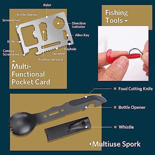 Survival Kits, Gifts for Men Dad Husband Him, 13 in 1 Survival Gear and Equipment Tactical Tools for Camping Hiking Hunting Outdoor Adventure, Cool Birthday Ideas