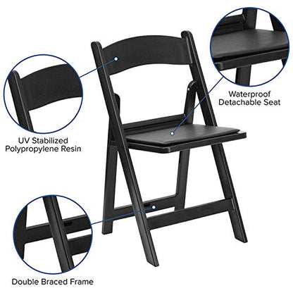 Flash Furniture Hercules Series Folding Chair - Black Resin - 4 Pack 1000LB Weight Capacity Comfortable Event Chair - Light Weight Folding Chair