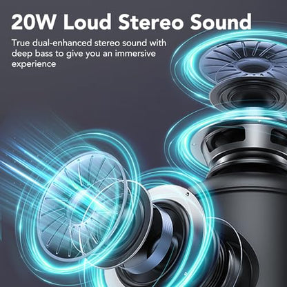 Portable Bluetooth Speakers, IPX7 Waterproof Speaker Bluetooth Wireless, 20W Loud Stereo Sound, 24H Playtime, RGB Lights, Dual Pairing, Bluetooth 5.3 Wireless Speaker for Travel Outdoor Home