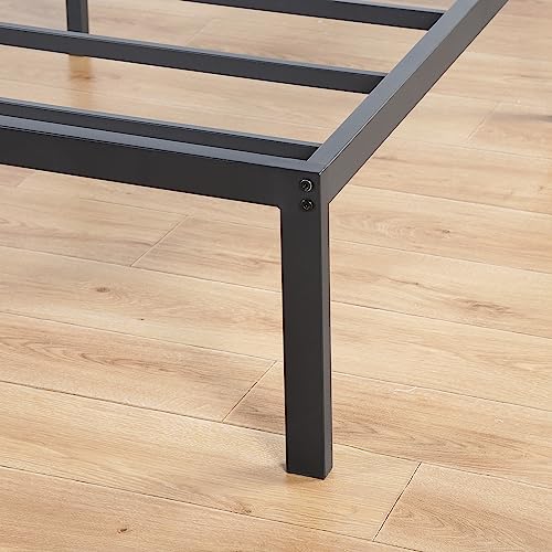 Olee Sleep 18 Inch Heavy Duty Steel Slat Anti-Slip Support, Easy Assembly Platform Bed frame, Noise Free Steel Mattress Foundation, Maximum Storage, No Box Spring Needed, Black, King Size