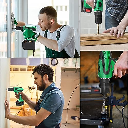 ENZOO 20V Cordless Drill, Electric Power Drill Set with Battery and Charger+23 pc. Impact Driver/Drill Bits, 3/8" Keyless Chuck, 2 Variable Speed, 248 In-lb Torque, 18+1 Position