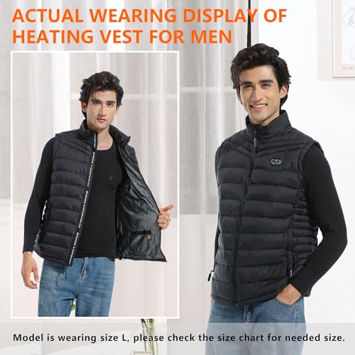 PIFMYSEDOL Heated Vest for Men with Battery Pack, Lightweight Rechargeable Men's Heating Vests with 9 Heating Panels, Medium-Size, Black