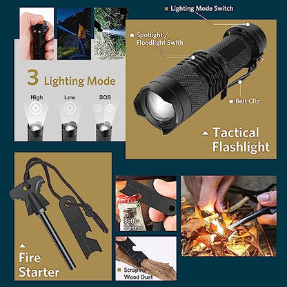 Survival Kits, Gifts for Men Dad Husband Him, 13 in 1 Survival Gear and Equipment Tactical Tools for Camping Hiking Hunting Outdoor Adventure, Cool Birthday Ideas