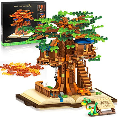 Mibido Ideas Tree House Building Kit with Led Lights, Build-and-Display Model Home or Office Decor for Adults Creative Forest Toy Gift for Kids Aged 12+, New 2023 (1008 Pieces)