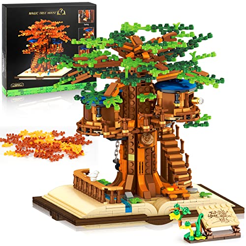 Mibido Ideas Tree House Building Kit with Led Lights, Build-and-Display Model Home or Office Decor for Adults Creative Forest Toy Gift for Kids Aged 12+, New 2023 (1008 Pieces)