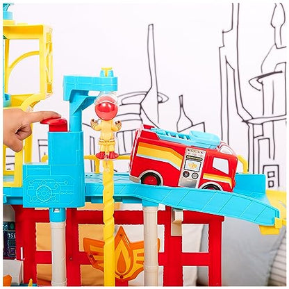 Disney Junior Firebuds HQ Playset with Lights, Sounds, Fire Truck Toy, Action Figure and Vehicle Launcher, Kids Toys for Boys and Girls Ages 3 and Up