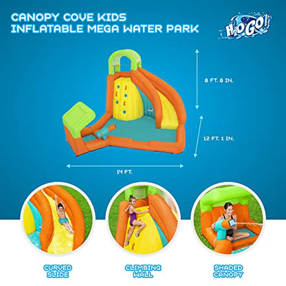 Bestway H2OGO! Canopy Cove Mega Outdoor Water Park | Features Water Slide, Shaded Canopy, Water Cannons, Climbing Wall | Great for Kids Ages +5