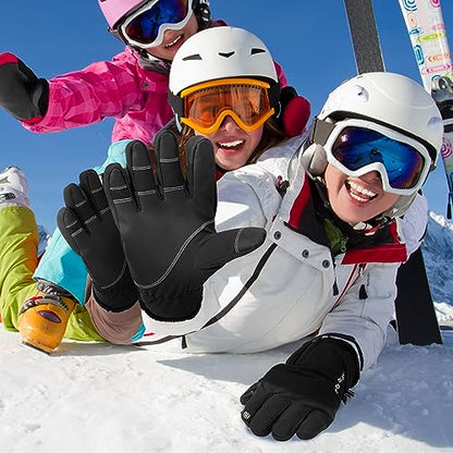 Pleneal Winter Waterproof Gloves for Men - Snow Ski Gloves with 10 Touchscreen Fingers & Comfortable Multiple-Layer Lining, Elastic Wrist Band