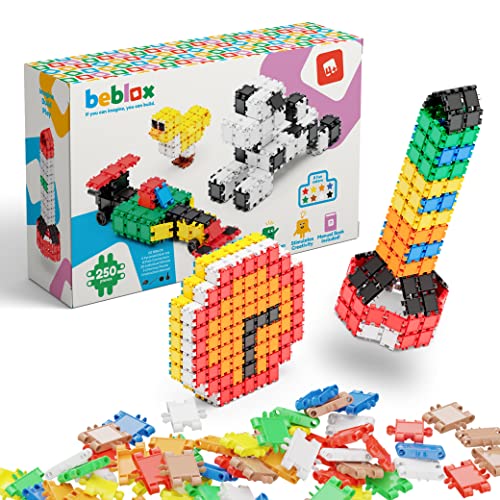 BEBLOX Building Blocks | Building Toys for Kids Ages 4-8 250-Piece Set - Learning & Educational Fun Stem Toys - Birthday Gifts for Boys & Girls Age 4 5 6 7 8 9 10 11 & 12 Year Old Toys