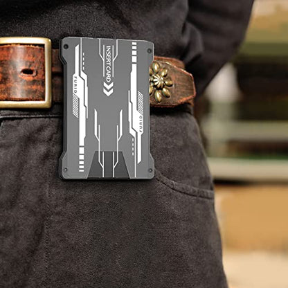 Wallet for Men Slim-Minimalist-Aluminum-Metal-Wallet with 1 Clear Window ID Badge Holder, RFID Blocking Wallet with Money Clip, Credit Card Holder Tactical Wallet