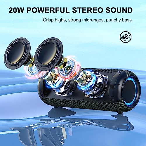 ADD 2 TO YOUR CART! Bobtot Portable Bluetooth Speaker Wireless Speaker, TWS Stereo Sound Bluetooth 5.0 Waterproof IPX5 Built-in Mic with RGB Lights for Home Indoors and Outdoors Party…
