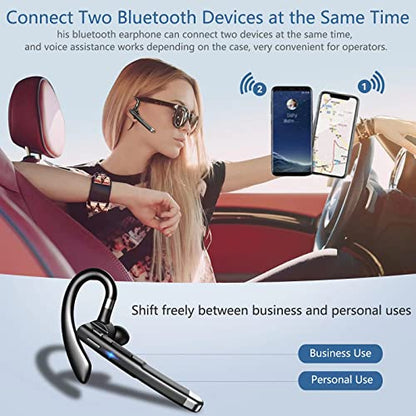 SYNTRAVA Bluetooth Headset One Ear Earphone Earpiece for Cell Phones Wireless Headset with Charging Case