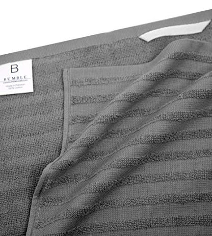 Premium Kitchen Towels 20”x 28”- 6 Pack| Large Cotton Kitchen Towels | Hand Towels for Kitchen | Flat & Terry Towel | Dish Towels | Highly Absorbent Tea Towels Set with Hanging Loop | Grey Striped
