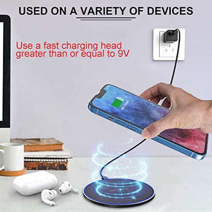 Fast Wireless Charger, 10W Max Wireless Charging Pad for iPhone 13/13 Pro/13 Pro Max/13 Mini/12/SE/11/X/XR/8, Samsung Galaxy, AirPods/AirPods Pro, Huawei Mate 20 Pro/Mate 30/P50 (No AC Adapter)