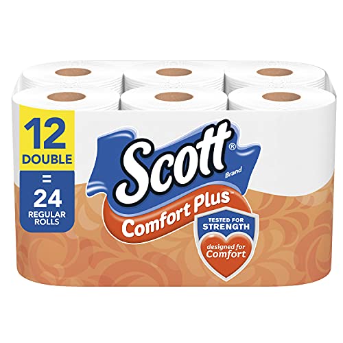 Scott ComfortPlus Toilet Paper, 12 Double Rolls = 24 Regular Rolls, 231 Sheets Per Roll