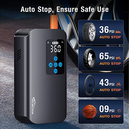 Nulksen Tire Inflator Portable Air Compressor, 150 PSI Cordless Air Pump for Car Tires with 7800mAh Battery, Tire Pump with Pressure Gauge for Car Bicycle Motorcycle Ball, Electric Bike Pump