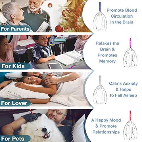 HOFASON Scalp Massager, Handheld Head Massager Tingler, Scratcher for Deep Relaxation, Hair Stimulation and Stress Relief (2 Pack, Random Colors)