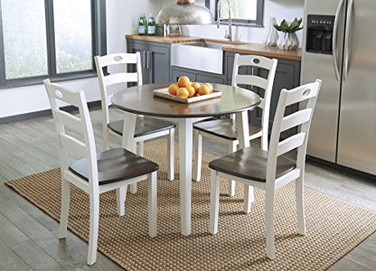 Signature Design by Ashley Woodanville 18" Cottage Ladderback Dining Chair, 2 Count, Cream & Brown
