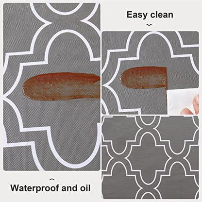 Vonabem 100% Waterproof Rectangle PVC Tablecloth, Vinyl Table Cloth Cover with Flannel Backing Oil Spill Proof Wipeable Table Cloths for Indoor Outdoor (Grey,60X84IN)