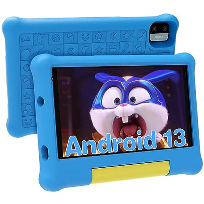 Maxsignage 7" Android 13 Kids Tablet, Ages 3-7 Tablet for Kids, Quad-Core, Shockproof Case & Stand - 32GB Storage - HD Display, 2MP Camera - Extended Battery - Parental Controls - Learning & Play