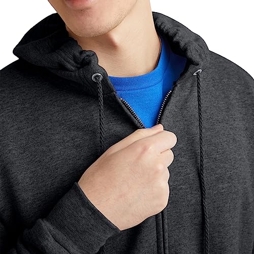 Hanes Men's Full-Zip Eco-Smart Hoodie, Charcoal Heather, Large