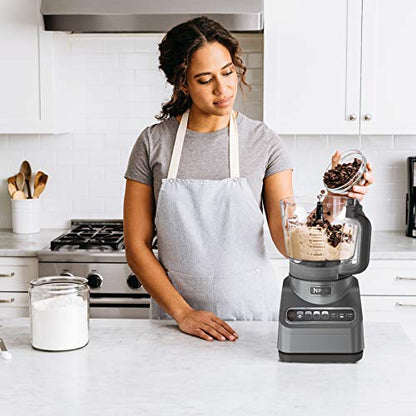Ninja BN601 Professional Plus Food Processor, 1000 Peak Watts, 4 Functions for Chopping, Slicing, Purees & Dough with 9-Cup Processor Bowl, 3 Blades, Food Chute & Pusher, Silver