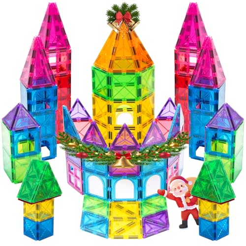 Crenova Magnetic Tiles 40 PCS, Beginner Construction Set, 3D Magnetic Building Blocks, Magnetic Toys Educational STEM Gifts for Kids Ages 3-5 Year Old Boys and Girls