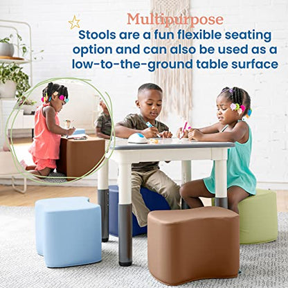 ECR4Kids SoftZone Toddler Modular Stool Set, Flexible Seating, Earthtone, 6-Piece
