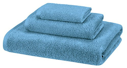 Amazon Basics Quick-Dry Towels - 100% Cotton, 3-Piece Set, Lake Blue