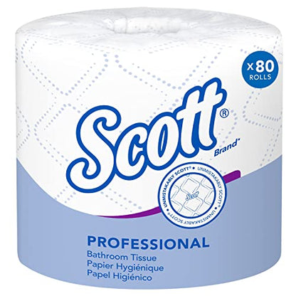 Scott® Professional Standard Roll Toilet Paper (04460), with Elevated Design, 2-Ply, White, Individually wrapped, (550 Sheets/Roll, 80 Rolls/Case, 44,000 Sheets/Case)