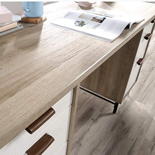 Sauder Anda Norr Executive Desk, L: 56.3" x W: 22.13" x H: 29.53", Sky Oak Finish