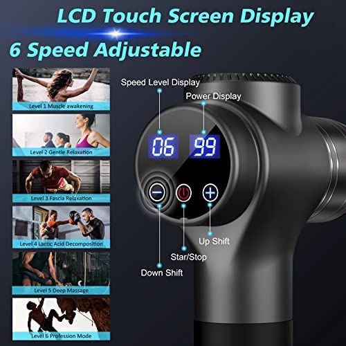 RAEMAO EM22 Massage Gun Deep Tissue Handheld Electric Muscle Massager Percussion Massage Gun for Athletes, Dark Gray