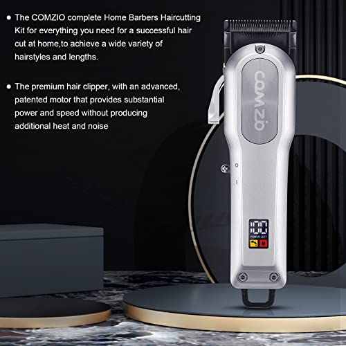 COMZIO Hair Clippers for Men, Cordless Barber Clippers Professional Hair Cutting Kit,Rechargeable Beard Trimmer, Home Haircut & Grooming Set with Large LED Display & High-Performance Electric Clippers